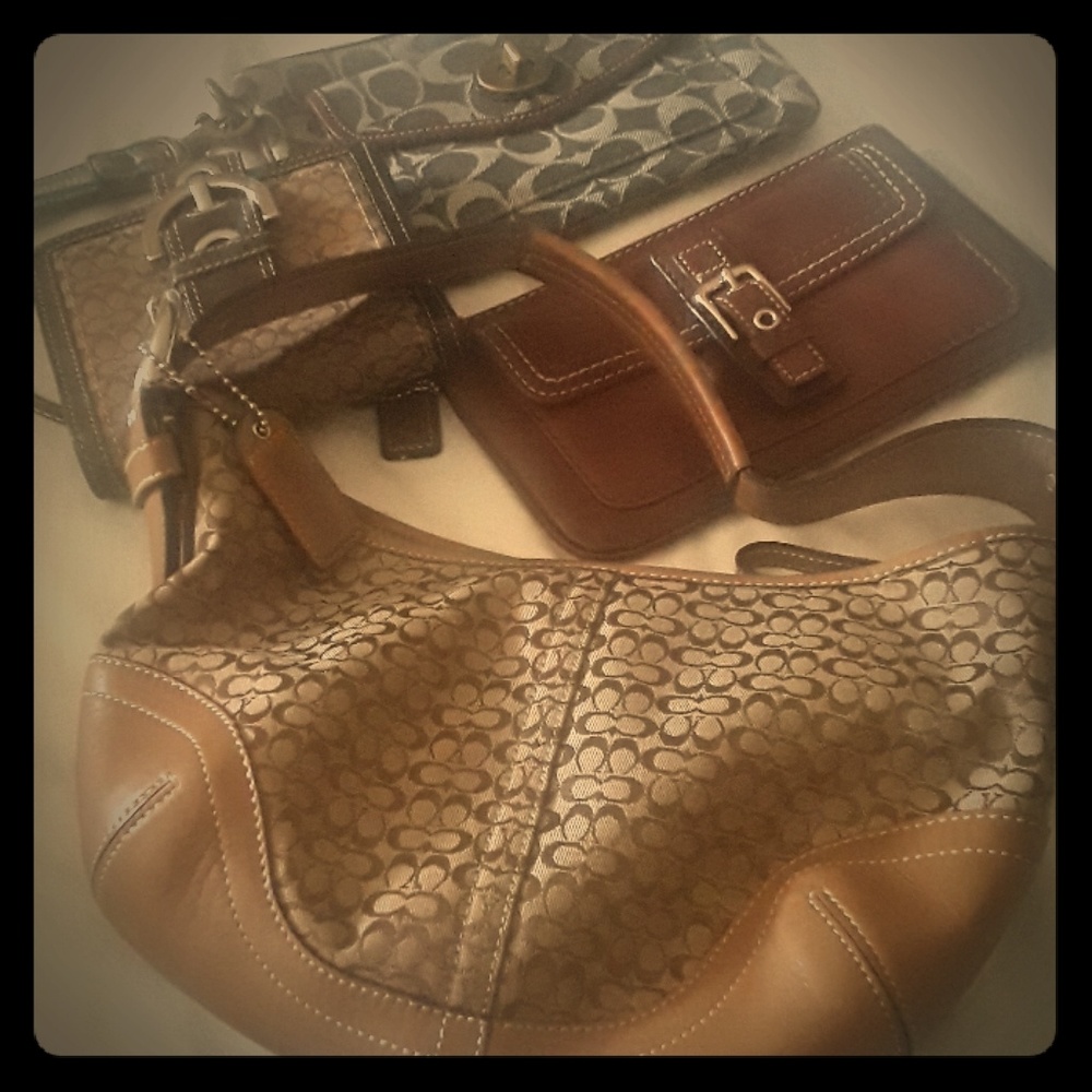 Coach big lot.  2 wristlets 1 wallet and a bag!